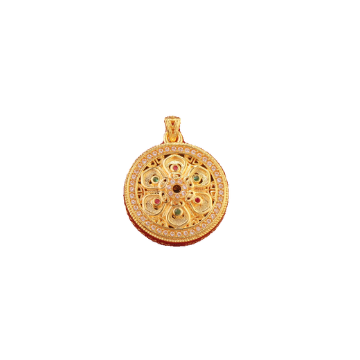 ZHIO 18K gold Hetian Jade six-character mantra compass pendant for women single pendant without chain AU750 gold pendant 18K gold (about 21*6mm) FSDZ0019