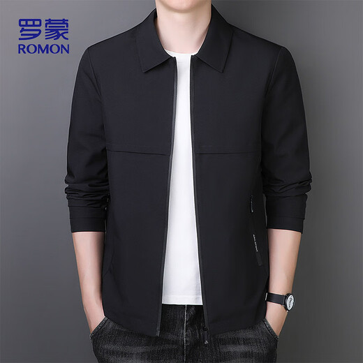 ROMON jacket men's spring and autumn business casual lapel top fashion cadre executive jacket men's clothing MK73 black 2X