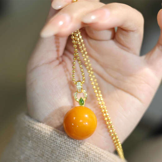 Kechu natural Russian material antique old wax pendant retro fashion men's and women's sweater chain necklace pendant gift 21-22mm beeswax