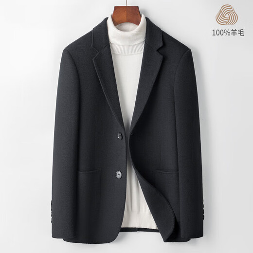 DK Brand Herren-Kleidung 100% reine Wollanzugjacke für Herren doppelseitig Tweed Coat Kurzer Herbst- und Winterstil lässig und vielseitig Mida Green M.