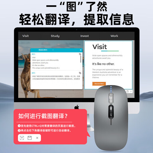 斯泰克（stiger）AI智能语音蓝牙无线鼠标 人体工学设计轻量化 适用苹果华为电脑充电办公鼠标三模语音打字翻译识别