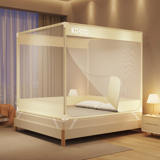 HOdoHome Textile (HOdoHome) anti-fall mosquito net frame 1.8x2m household summer mosquito net installation-free baby reinforced thickened mosquito net frame 1.5x2m HOdo-yellow thickened and bolder more anti-fall 180x200cm easy installation bracket