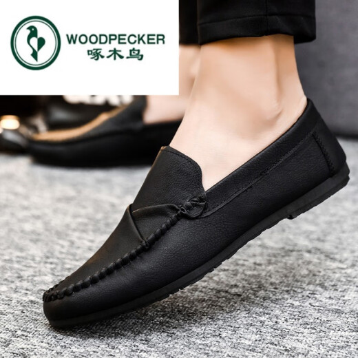 Zapatos de gorro de carpintero de carpintería 2024 zapatos para hombres de verano de 2024 zapatos de cuero de cuero casual británico de hombres transpirables transpirables para hombres d826 negros 40