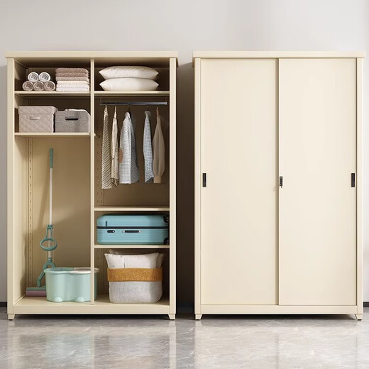 Double sunproof and waterproof balcony cabinet bay window cabinet storage cabinet steel outdoor large capacity integrated wall storage wardrobe length 1125*width 550*height 1800mm-maternity and infant grade environmental protection light yellow-free installation