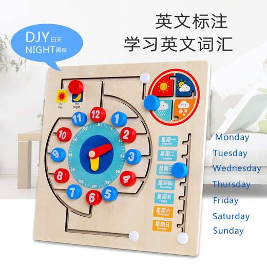 CZC early education toy wall digital clock track positioning wooden busy board 2-3-6 years old, character relationship search position