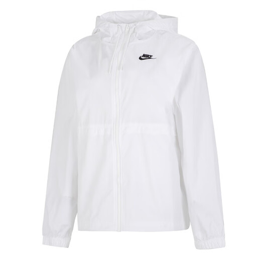 Nike Women's Jacket 2025 Sommer Neue Sport- und Freizeit-Windbreaker-Kapuzen-Modetrendy Trendy Top gewebte Jacke DM6180-100/Weiß/Show Foto Rückerstattung 10 m (160/84a)