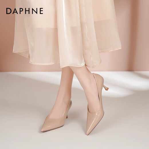 Daphne nude high heels for women 2025 spring new commuter women's shoes temperament pointed toe thin heels single shoes for women workplace leather shoes for women naked skin color [heel height 6cm] 38