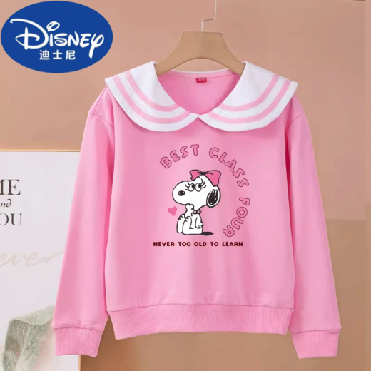 Disney Brand Children's Clothing for Girls and Children's Fashionable Spring 2025 Sweinshirt Swintershirt Spring y Autumn Pure Algody Army Navy Navy Top [Pure Cotton] Collar azul marino-White-S795 140 cm Recomendado 52-62Jin [Jin equivale a 0.5 kg]