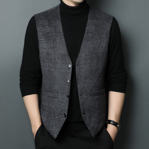 MAGIOPY luxury high-end brand men's winter down vest men's v-neck inner wear warm vest middle-aged dad's vest gray L 175 120-140Jin Jin equals 0.5 kg