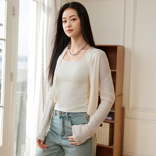 猫人女士吊带背心女夏季【带胸垫】黑白无痕遮副乳美背打底背心可外穿