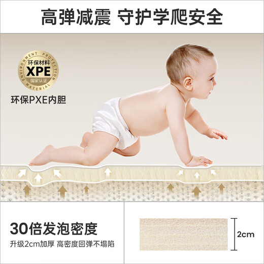 盟石婴儿爬爬垫折叠爬行垫XPE地垫0-6个月-1岁新生儿宝宝防摔2cm加厚 泡泡鲨鱼150*180*2cm+手提袋