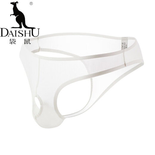 袋鼠（DaiShu）男士网纱三角丁字裤透明全透欧美版型低腰 红色 2条 均码 F码