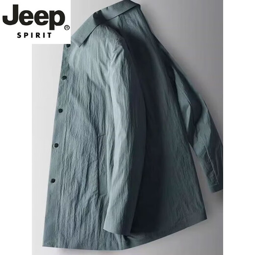 JEEP SPIRIT spring and autumn new style mid-length windbreaker men's business casual lapel jacket coat sun protection thin top trendy brand navy M recommended 90-110Jin Jin equals 0.5 kg