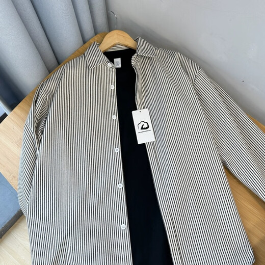 Digada retro striped long-sleeved shirt men's spring, autumn and winter new shirts for men and women, casual loose cardigan jacket ZSFS-C51 black L