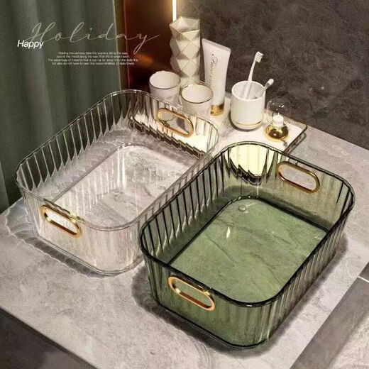 Light luxury desktop cosmetic acrylic storage box bedroom clothes miscellaneous coffee table storage random color medium size (23.5*16*8.5)