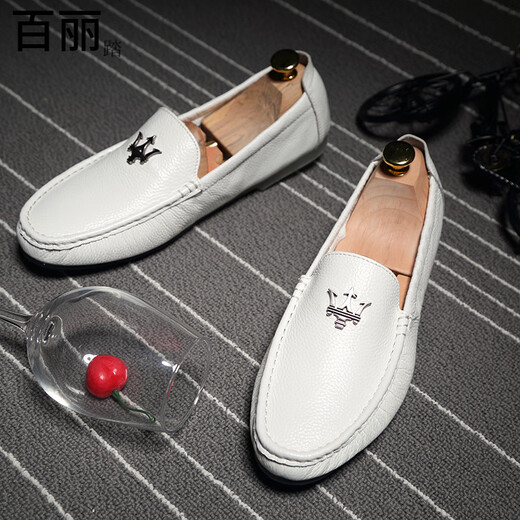 百丽踏豆豆鞋男真软皮透气软皮软底休闲皮鞋头层牛皮潮流百搭懒人鞋驾车 黄色(6629) 38