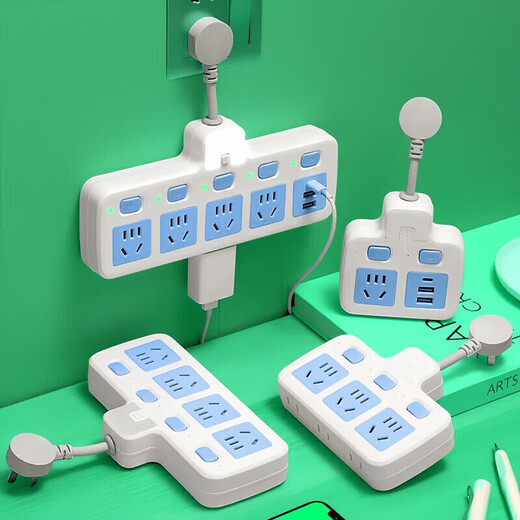 Bull (BULL) same style socket converter panel multi-hole expansion plug one to three independent switch row plug board skewer socket plug board ordinary 180 degrees pure white