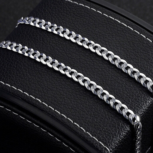 Guanpuge Fat Donglai same style pt950 platinum Cuban chain platinum necklace men's trendy hip-hop simple Korean version women's silver jewelry lock 4 mm 50 cm