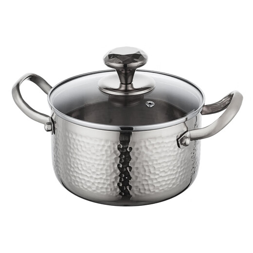 Jinjiang mini olla de acero inoxidable 304 engrosada de tres capas, una persona, una olla, cocina de inducción comercial doméstica, olla caliente pequeña individual, olla individual + tapa de vidrio 16 cm