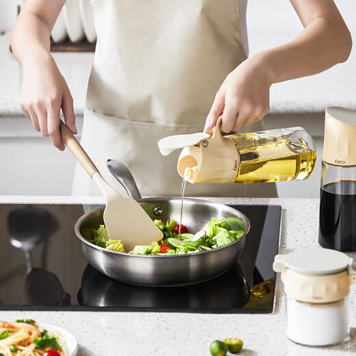 Corning 3-piece kitchen storage condiment utensil set, self-opening oil jug and condiment jars, 1 oil jug + 2 condiment jars
