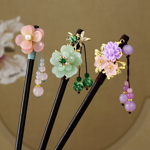 Suyi embroidered antique style hairpin wooden tassels rocking wooden hairpin daily headwear for women with updos, Hanfu accessories, ancient costume hairpins for hair, Frost Autumn