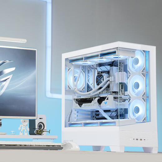 ASUS (ASUS) ASUS ROG family bucket assembly computer sea view room R7 7800X3D/R7 9800X3D barebones Tianxuan host pure white Xiaofuxue desktop computer 7800X3D barebones +32G丨Configuration three