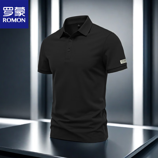 Romon Sommer T-Shirt Top für das vielseitige Polo-Hemd von Männern atmungsaktives schnell trocknendem Revers, Slim Solid Color Business Outdoor-halbärmeliges Graphit graues Gewicht 120-135 Jin [Jin entspricht 0,5 kg]