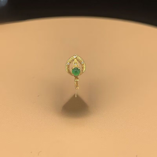 Juke 18K gold buckle head emerald top bead and jade pendant enlarged diamond melon seed buckle Guanyin Buddha pendant gold oblique hole clip buckle No. 2 gold color straight hole