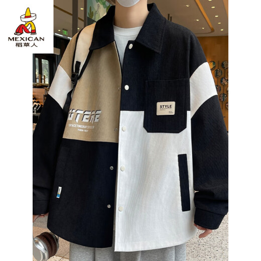 
Scarecrow (MEXICAN) Spring and Autumn Fatty Fashion Contrast Color Spliced ​​Shirt Jacket Men's Trendy Youth Plus Fat Plus Large Size Loose Casual Jacket D687 Jacket-Apricot Color 5XL Recommended 200-220Jin [Jin equals 0.5 kg]