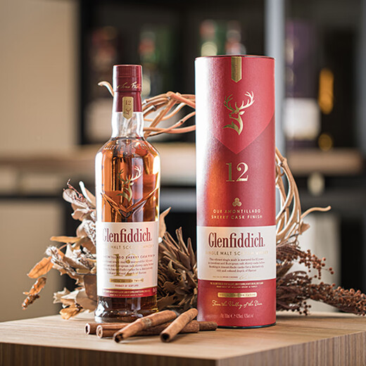 格兰菲迪（GLENFIDDICH）天使雪莉12年单一麦威士忌洋酒礼盒700ml 一只装