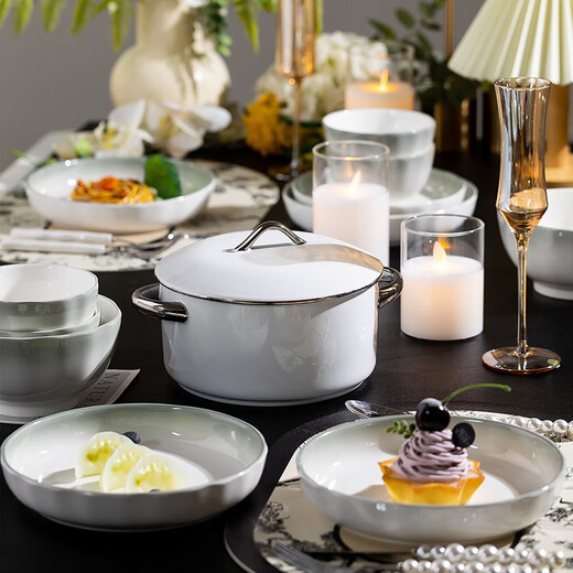 Power law underglaze color simple style bowls, plates, tableware, household tableware, complete set of bowls, dishes, dishes, chopsticks set, housewarming gift, soup bowl gift box, 6-person meal, 26-piece set