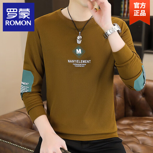 
ROMON men's sweatshirt spring and autumn white autumn clothes long-sleeved T-shirt spring clothes bottoming shirt spring clothes men's trendy velvet style 9905 spring and autumn white thin style L [Suggested 110-125 Jin [Jin equals 0.5 kg]]