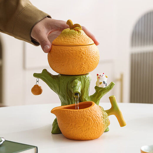 Bowei (BW) Good Luck Automatic Tea Set for Lazy People Making Tea and Anti-scalding Kung Fu Set for Housewarming and Moving Gifts 9 Packs