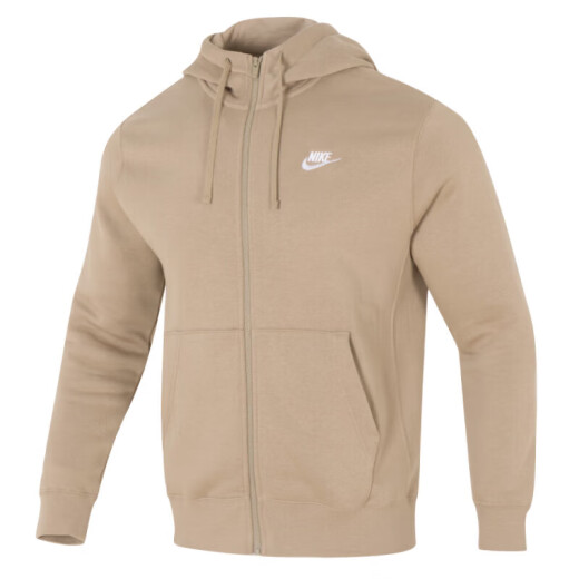 耐克（NIKE）卡其色男装 夏季新款加绒保暖运动套装针织卫衣卫裤训练服 BV2646/连帽开衫卫衣夹克外套 S