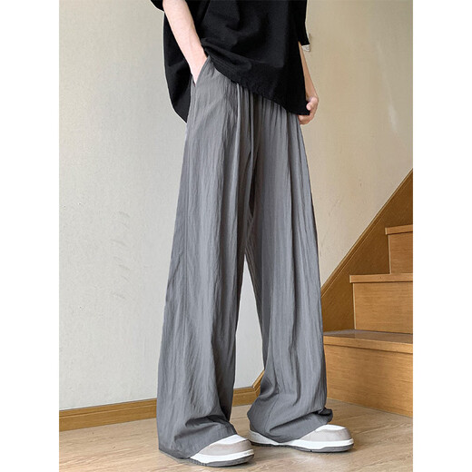 Aemape Casual Hosen für Männer und Frauen gleiche japanische heftige Yamamoto-Wäsche Spring und Sommer lose gerade langen Hose für Männer K9901 Black XL 130-145Jin [Jin ist 0,5 kg]