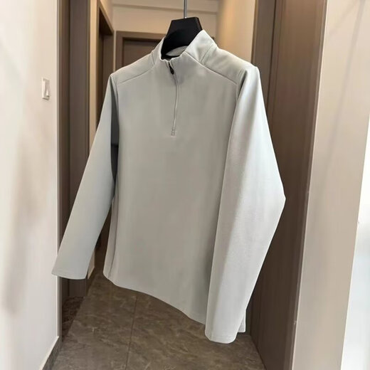 POUM American half-zip sweatshirt men's autumn and winter new half-high collar sports bottoming shirt top CQS-1389 black L