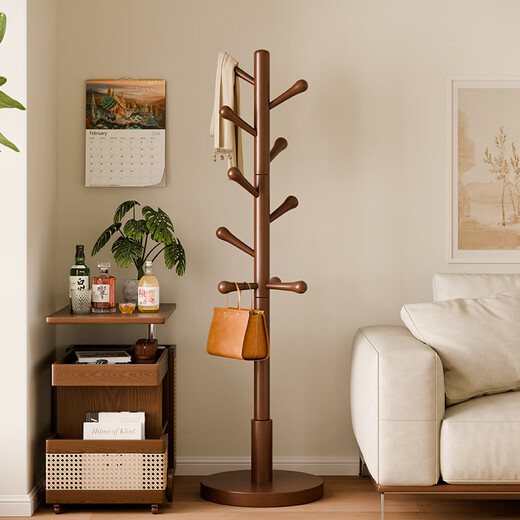 Jiayi solid wood coat rack bedroom clothes rack floor-standing vertical simple clothes hanger office clothes rack clothes drying rack