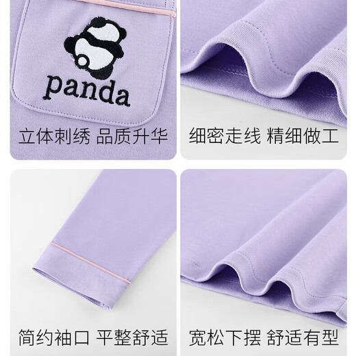 
Couple pure cotton pajamas for women with autumn and winter with chest pads, panda long sleeves, new New Year's goods, large size, can be worn outside home clothes 16803 women's lavender purple [Fall and winter thickened] XL 120-140Jin [Jin equals 0.5 kg]