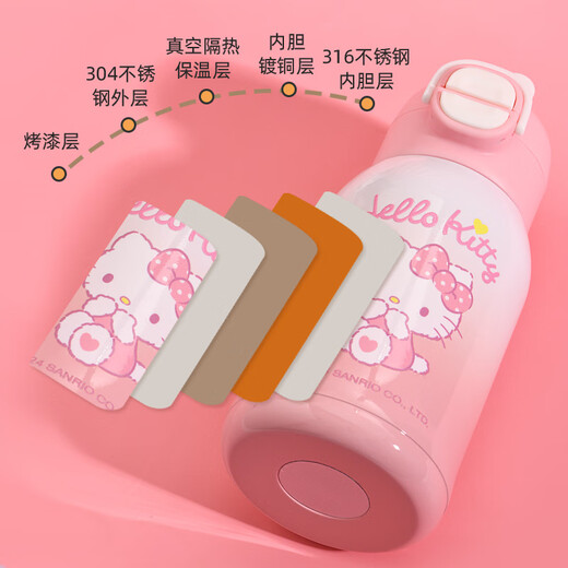 Sanrio Water Cup 316 Edelstahl Thermosbecher Kaltbecher 580 ml Tasse Doppelgetränk Kinderwasserbecher 1480 Katy Katzenpulver