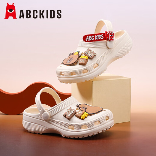 ABC Kinder Kinderschuhe Summer Männer und Mädchen Sandalen weiche Sohle-Loch-Schuhe Kapibala Beach Schuhe 8597 Beige 30-31