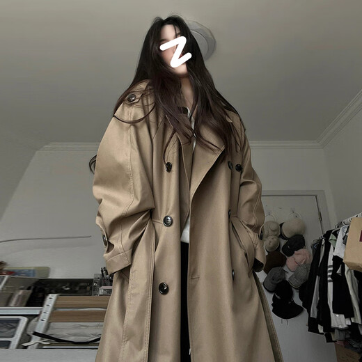 GARNUO卡其色风衣外套女中长款2025春秋新款韩系小个子高级感英伦风大衣 咖色 S 【80-110斤】