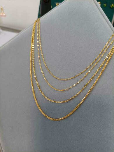 Medium red wearable pendant titanium steel 18K gold flash O chain cross Chopard water wave plain gold necklace versatile non-fading sweater necklace 1.2mm flash O chain 65cm