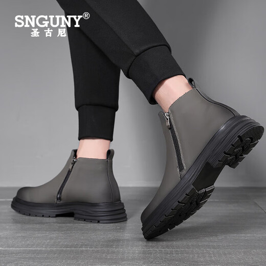 Snguny High-End Light Luxury Brand Martin Boots Herren 2024 Herbst und Winter Neue Kurzstiefel Herren Retro Lederstiefel Britische Männerschuhe Grün 38