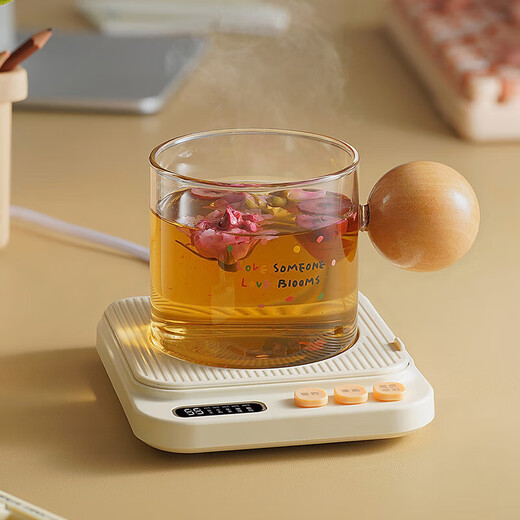 Bear thermos coaster electric coaster heating coaster constant temperature heater warm milk heater office tea seat multi-container compatible with multi-level temperature adjustment autumn and winter health gifts P40F8 gift box single coaster can hold 0.3L -0.6L cup
