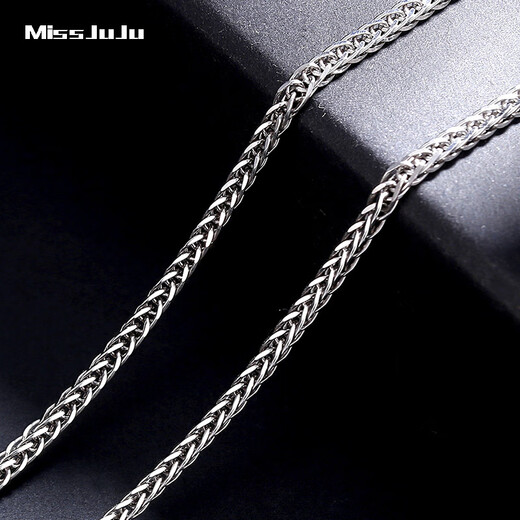 Miss JuJu pt950 platinum necklace for men and women, platinum necklace, clavicle chain, Chopard chain, thick style, thick sweater chain neck ornament, weight 17.2-17.4g, length 55cm, thickness 2.2mmM buckle