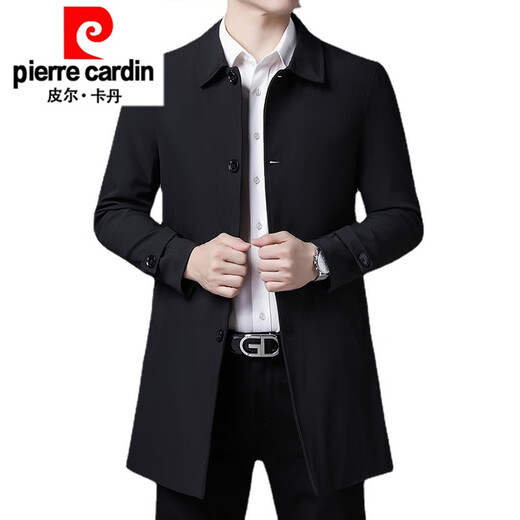 Pierre Cardin Business Windbreaker Men's 2026 Spring and Autumn Casual Men's Windbreaker Non-ironing Processed Mid-Length Fashion Coat Jacket Khaki XL