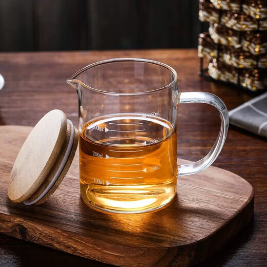 Heat-resistant glass measuring cup household scaled baking breakfast cup high borosilicate high temperature resistant microwave electric ceramic stove hot milk cup measuring cup 1000ml+bamboo lid