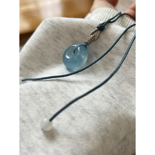 Xiyinfu natural crystal aquamarine pendant safe buckle temperament icy moist DIY bracelet with beads (finished product) hand-woven rope pendant card 20-23 bread