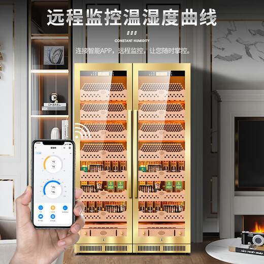 CIGARLOONG CL-188C2 precise constant temperature and humidity cigar cabinet, cedar wood inner cigar cabinet, WiFi intelligent water ion removal and ammonia removal, large capacity stainless steel double cigar and wine cabinet, rose gold naked aluminum liner, WiFi + purified ammonia + constant temperature and humidity