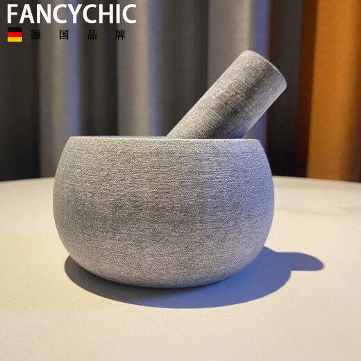 FANCYCHIC household stone mortar, garlic mortar, medicine mortar, natural bluestone garlic masher, garlic press, garlic jar, supplementary food, grinding stone, nest, main picture